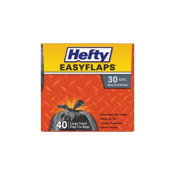 Reynolds Hefty, EASY FLAPS TRASH BAGS, 30 GAL, 0.85 MIL, 30in X 33in
